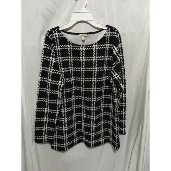 Talbots Black & White All Over Print Geometric Tunic Sweater Women’s Capsule M - Picture 1 of 7